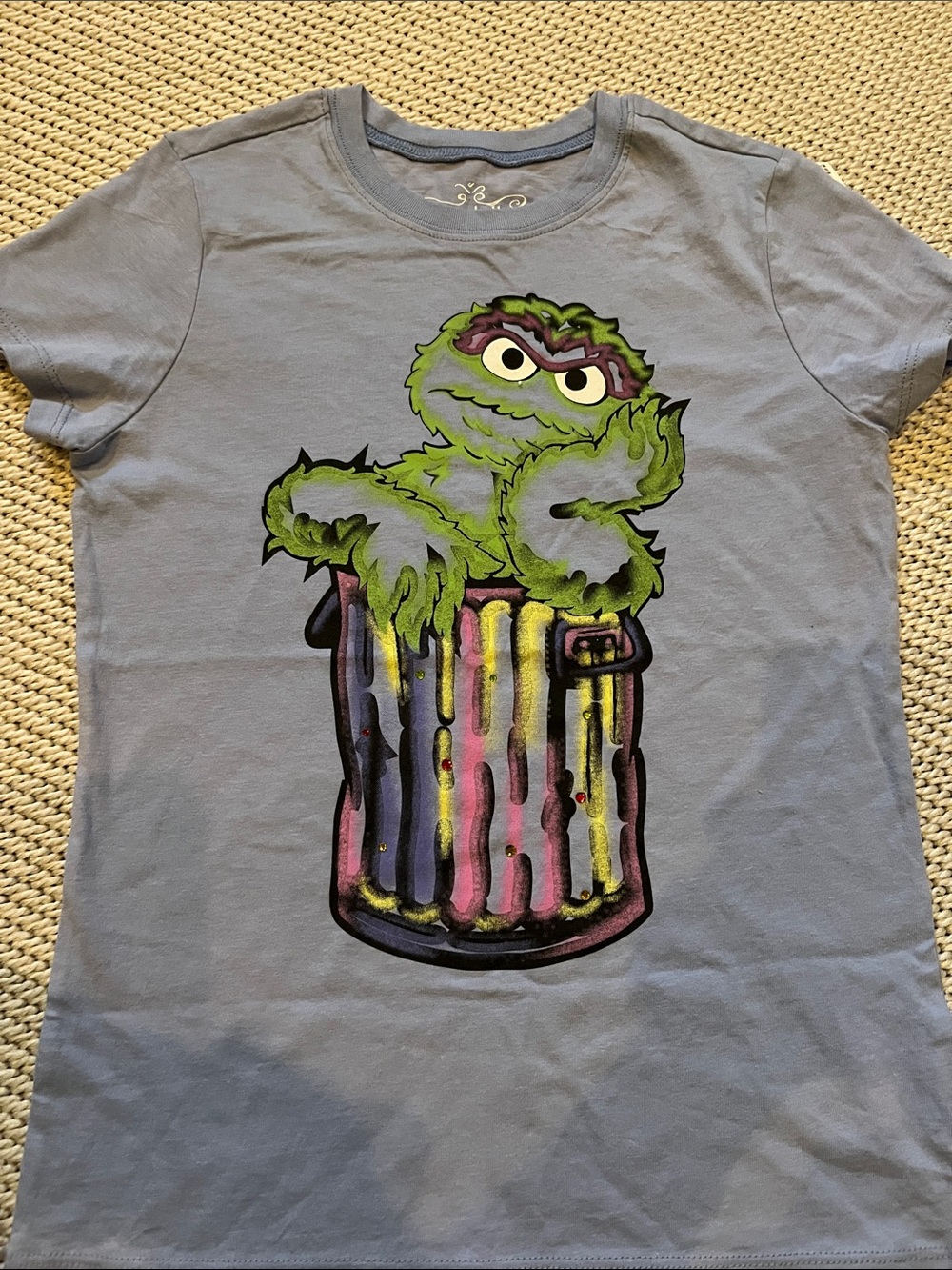 T-shirt Cookie Monster girls size M Larabelle cotton cap sleeves